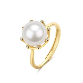 10-11mm Freshwater Pearl Cubic Zirconia Ring