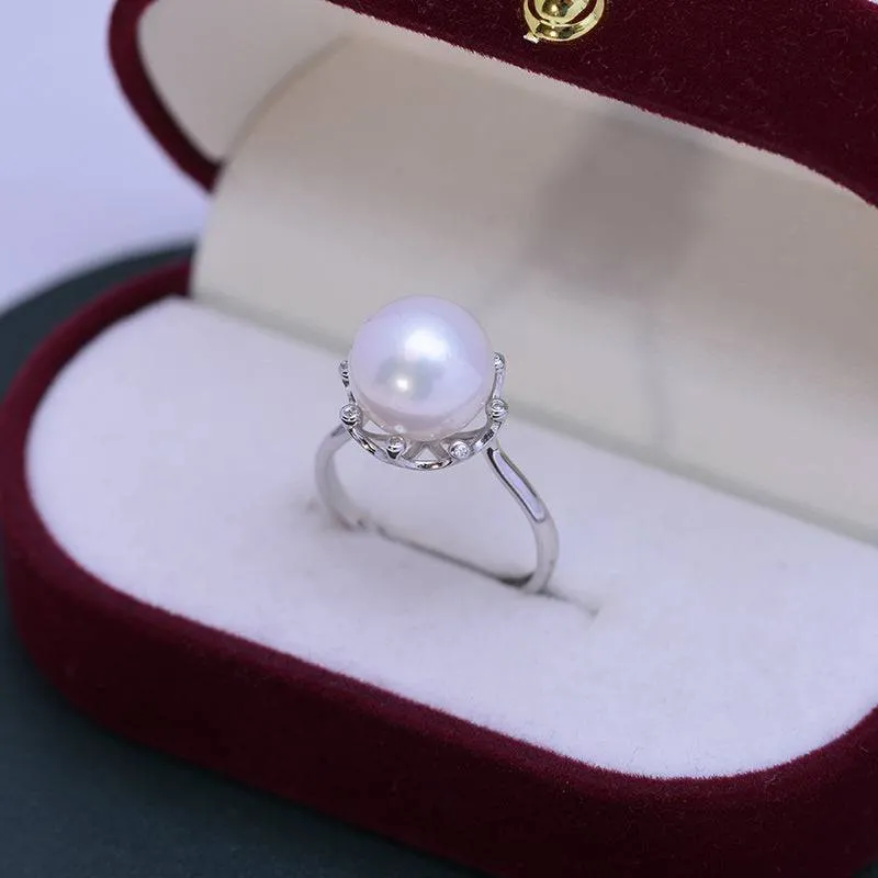 10-11mm Freshwater Pearl Cubic Zirconia Ring