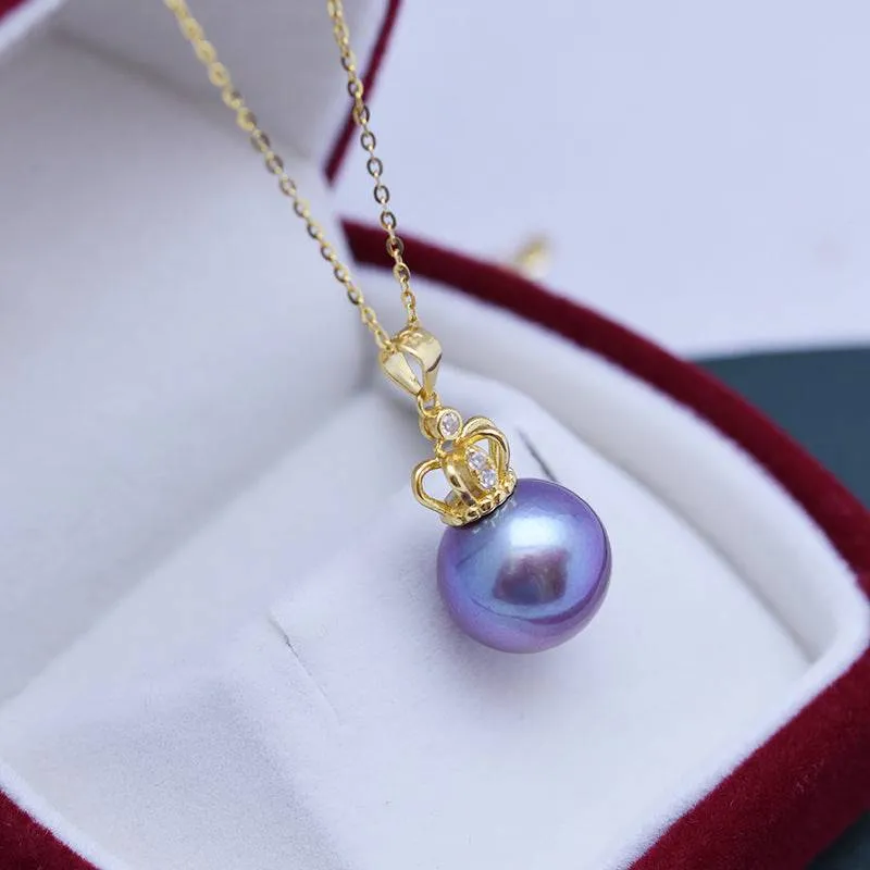 11-12mm Freshwater Pearl & Crown Pendant Necklace