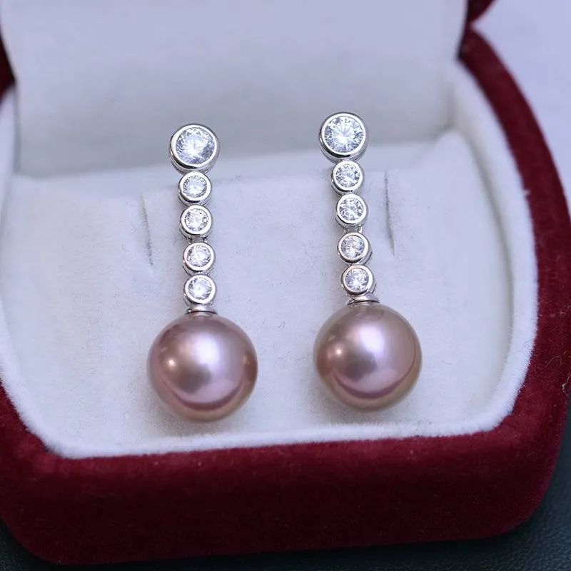 11-12mm Freshwater White Pearl & Long Earrings