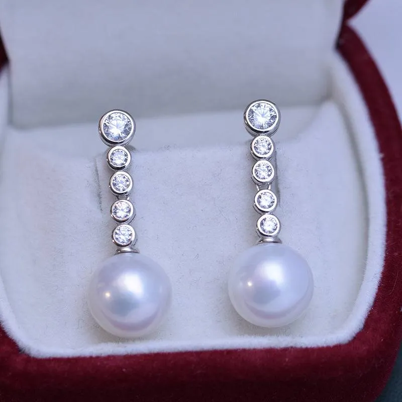 11-12mm Freshwater White Pearl & Long Earrings