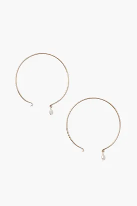 14k Belle Hoop Earrings Maxi White Pearl