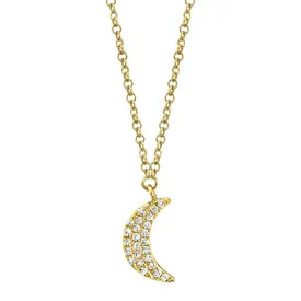 14K GOLD & 0.06CT DIAMOND MOON NECKLACE