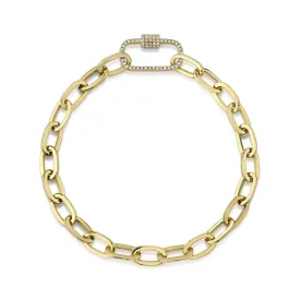 14K GOLD & 0.23CT DIAMOND PAPER CLIP BRACELET