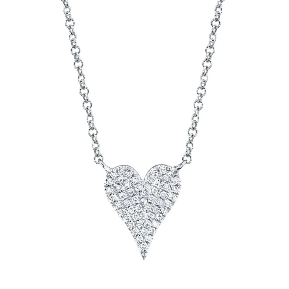 14K WHITE GOLD DIAMOND HEART NECKLACE .11CT