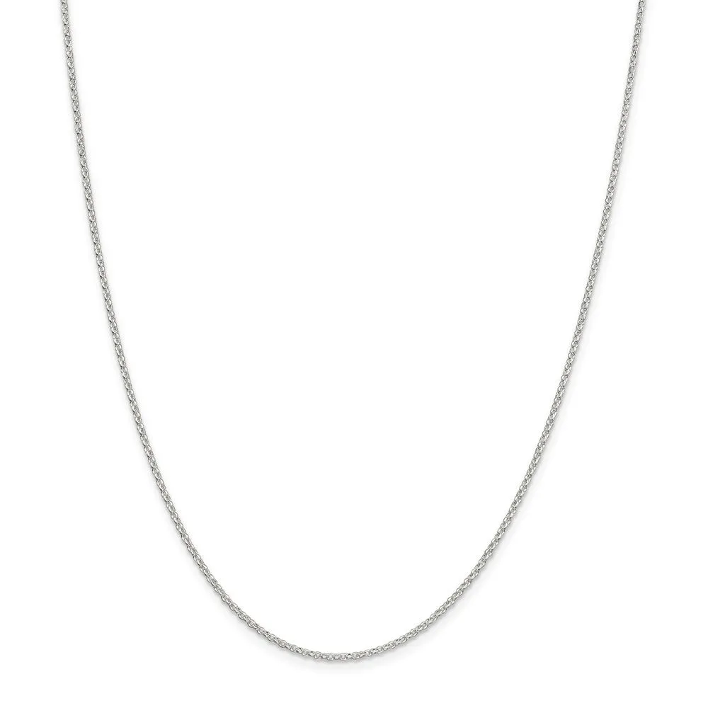 1.5mm Sterling Silver D/C Solid Open Cable Chain Necklace