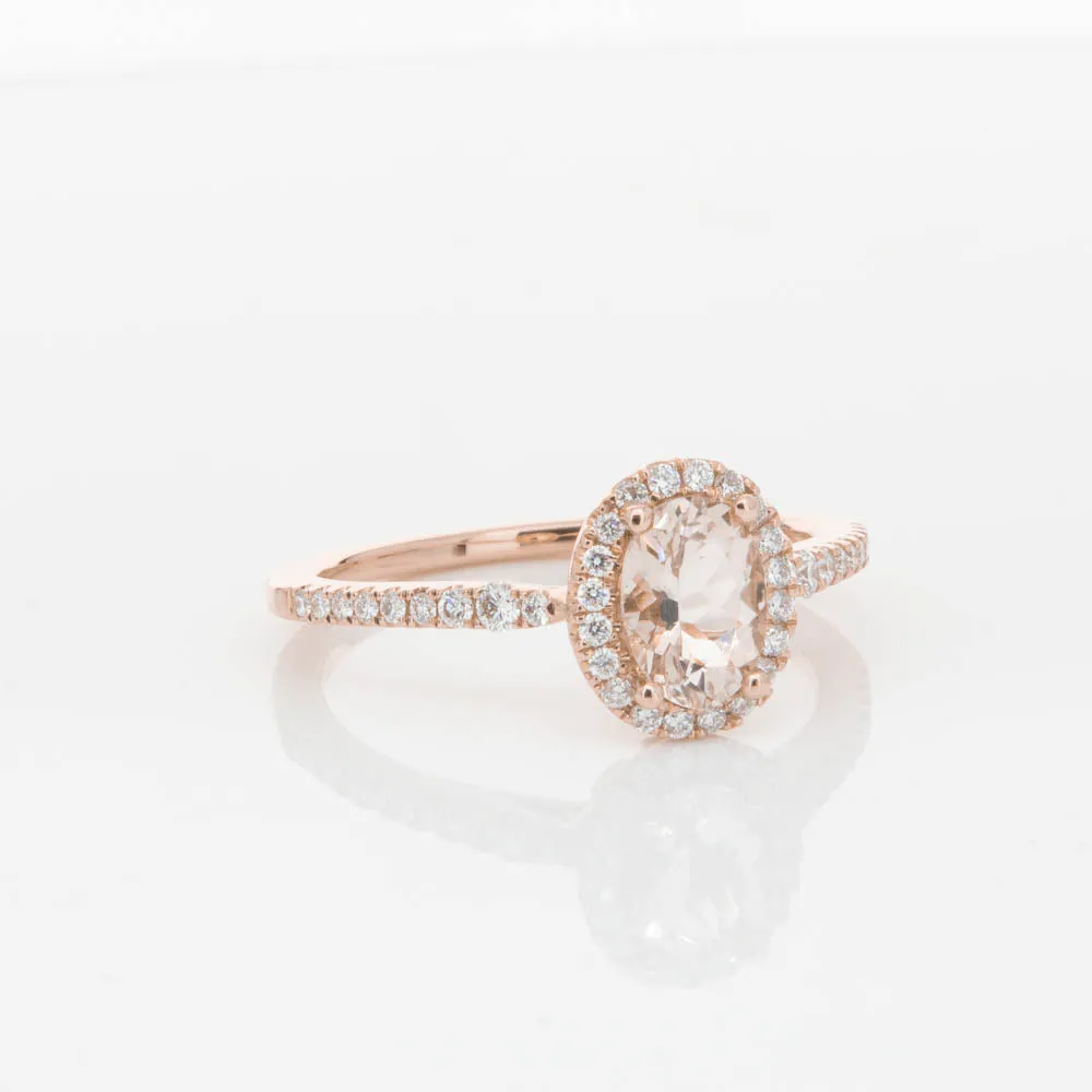 18ct Rose Gold .65ct Morganite & Diamond Mini Sierra Ring