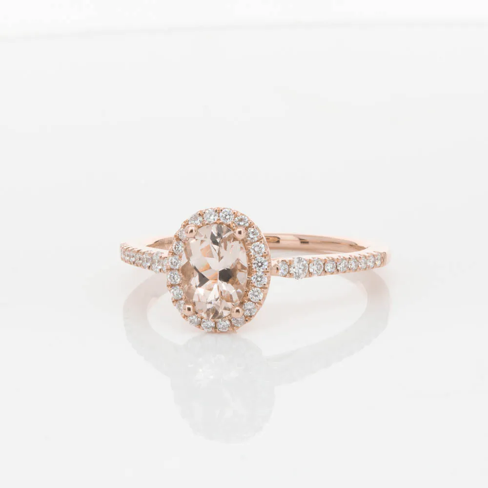 18ct Rose Gold .65ct Morganite & Diamond Mini Sierra Ring