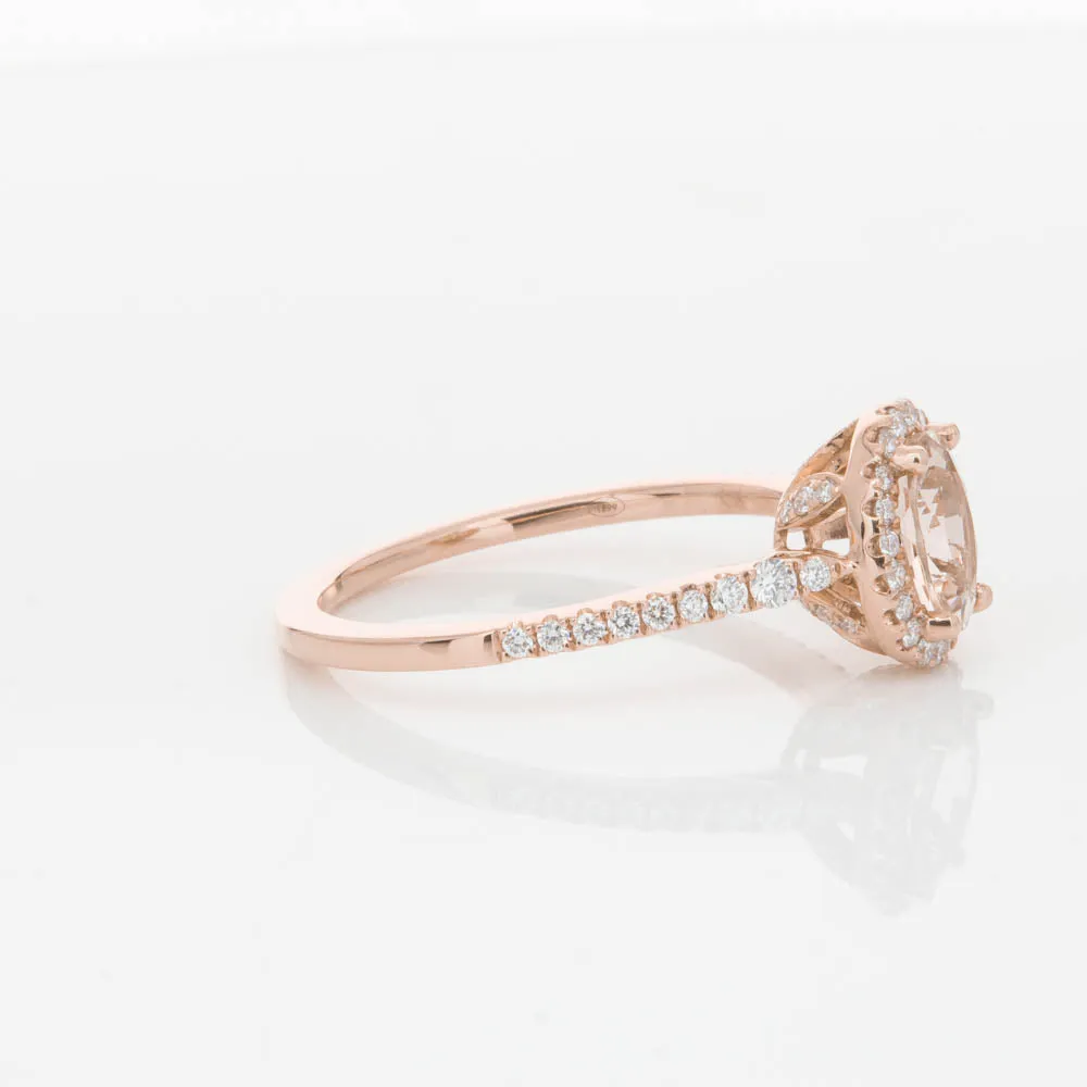 18ct Rose Gold .65ct Morganite & Diamond Mini Sierra Ring