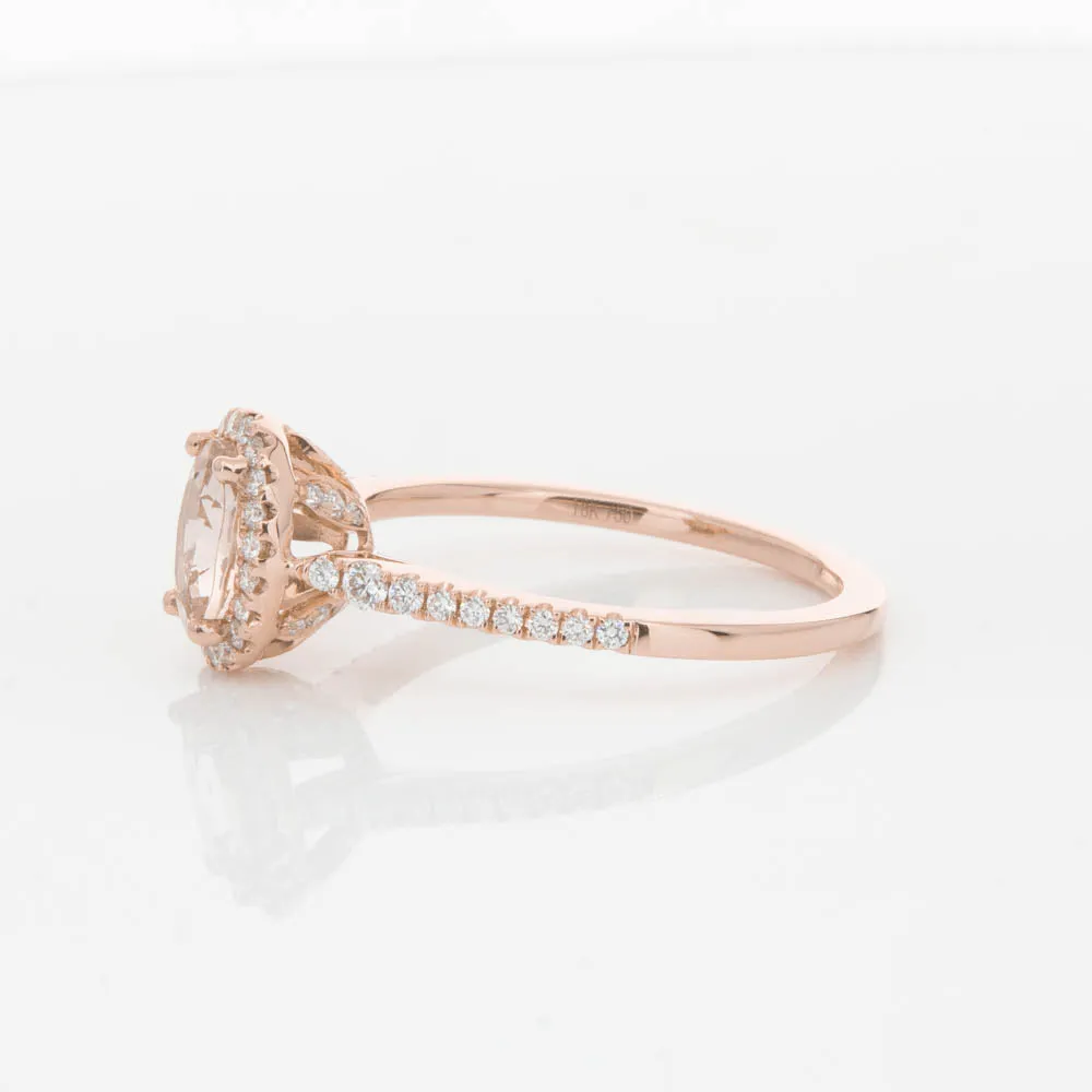 18ct Rose Gold .65ct Morganite & Diamond Mini Sierra Ring