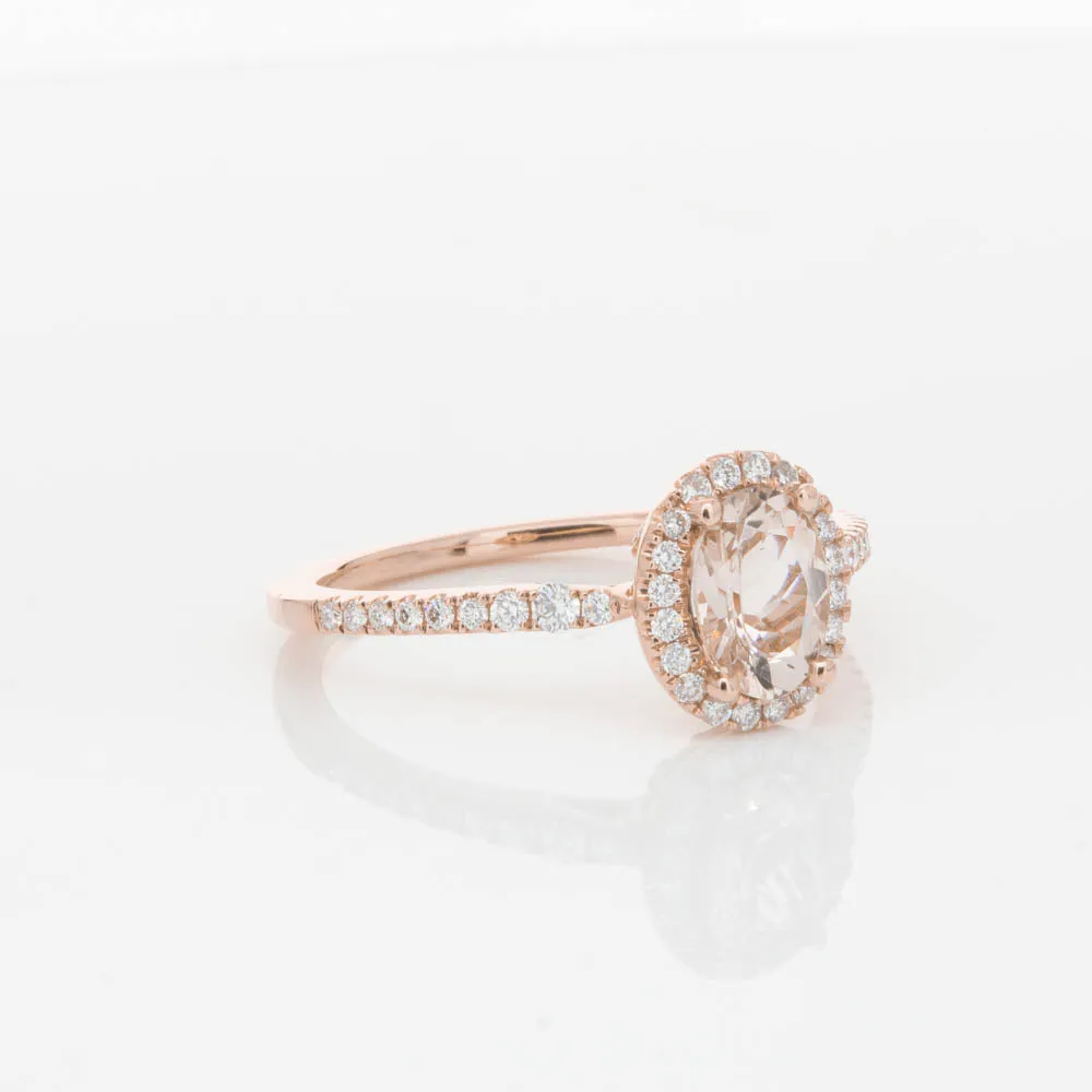 18ct Rose Gold .65ct Morganite & Diamond Mini Sierra Ring