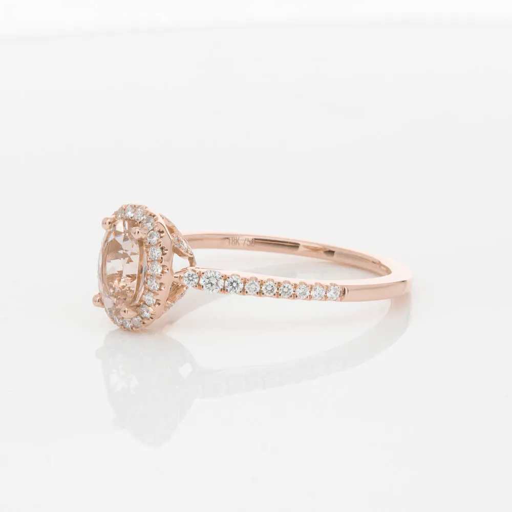 18ct Rose Gold .65ct Morganite & Diamond Mini Sierra Ring