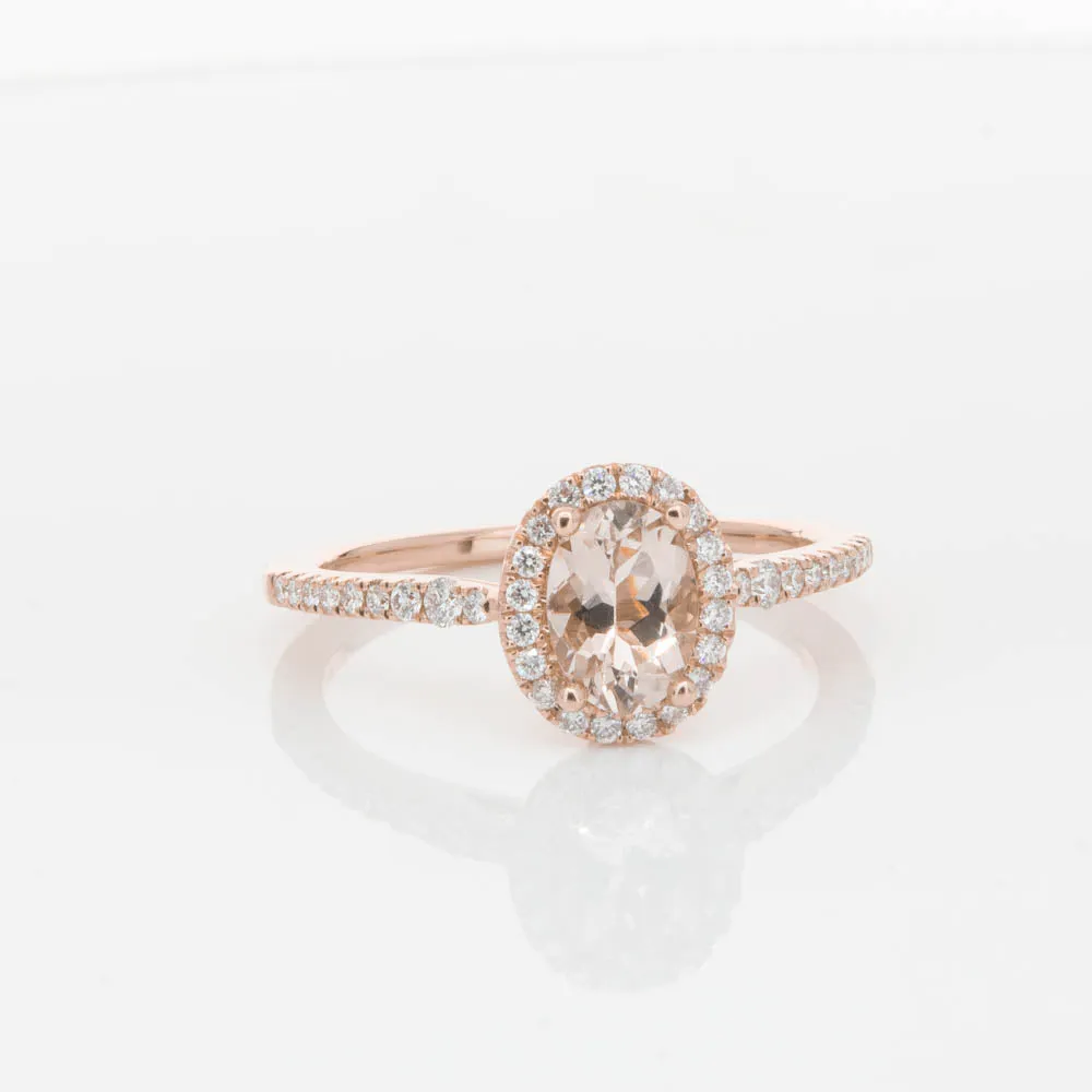 18ct Rose Gold .65ct Morganite & Diamond Mini Sierra Ring