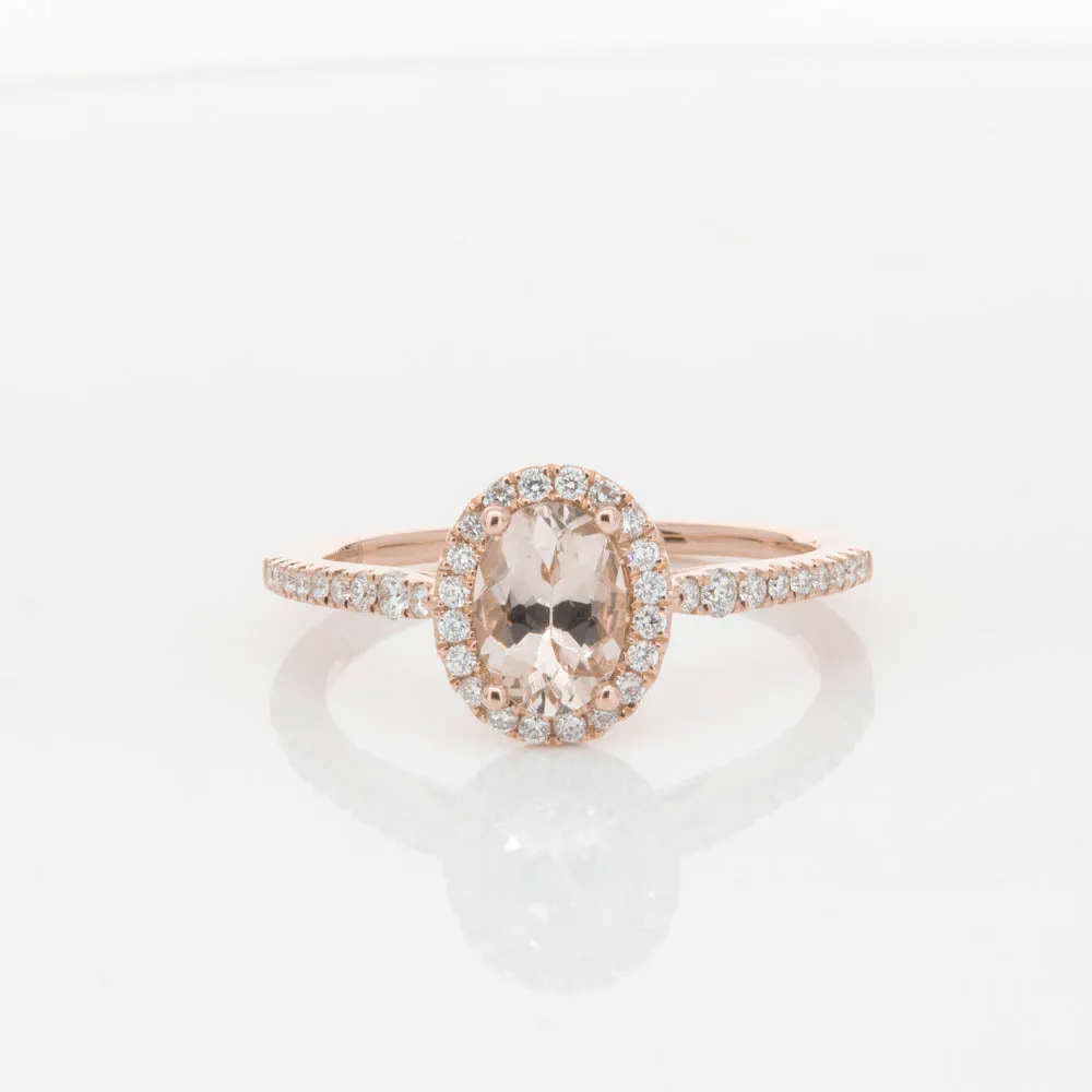 18ct Rose Gold .65ct Morganite & Diamond Mini Sierra Ring