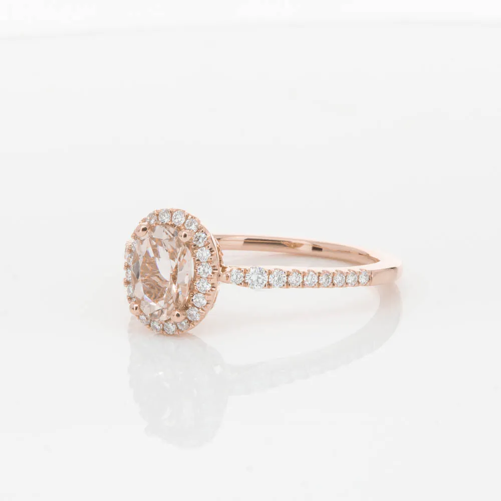 18ct Rose Gold .65ct Morganite & Diamond Mini Sierra Ring