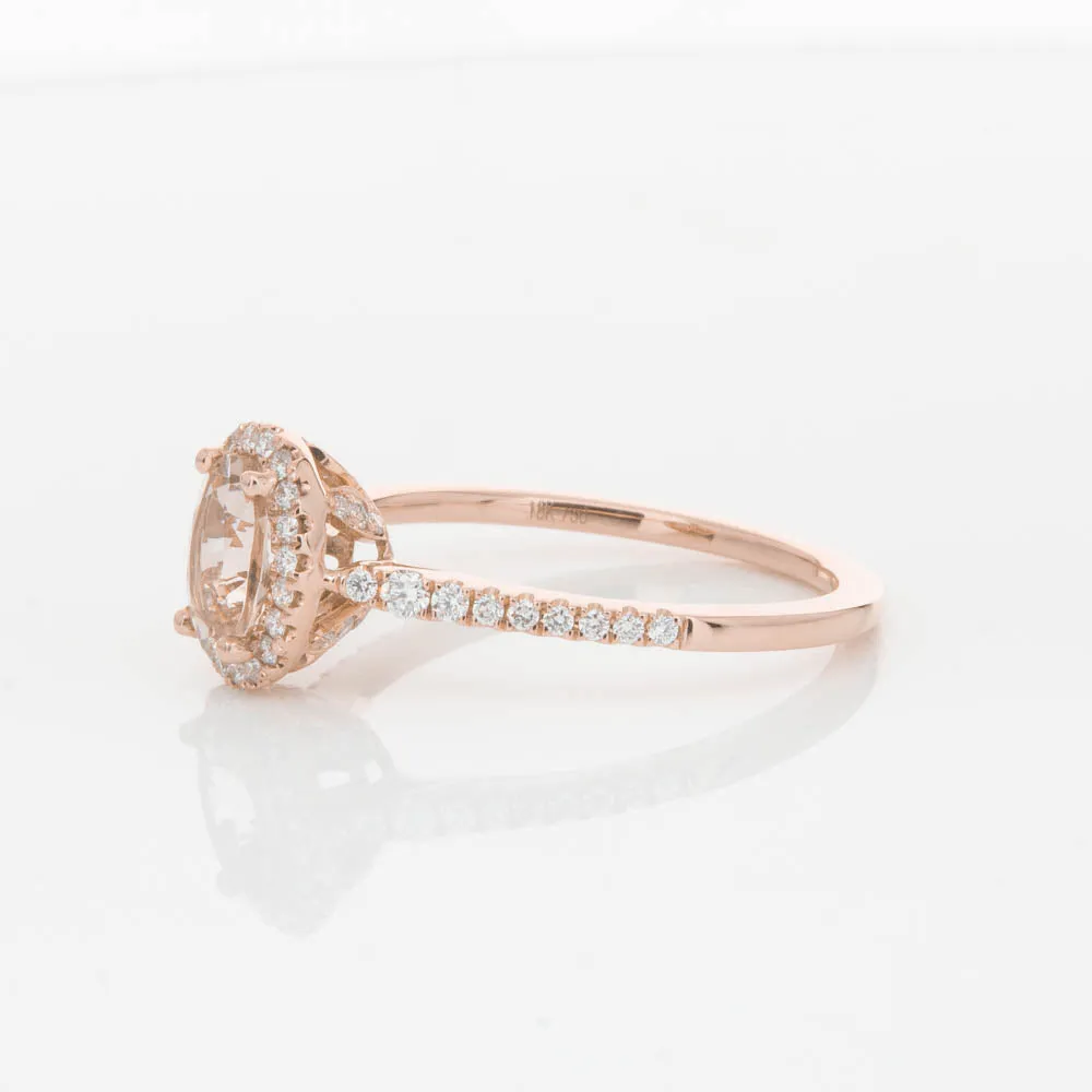 18ct Rose Gold .65ct Morganite & Diamond Mini Sierra Ring