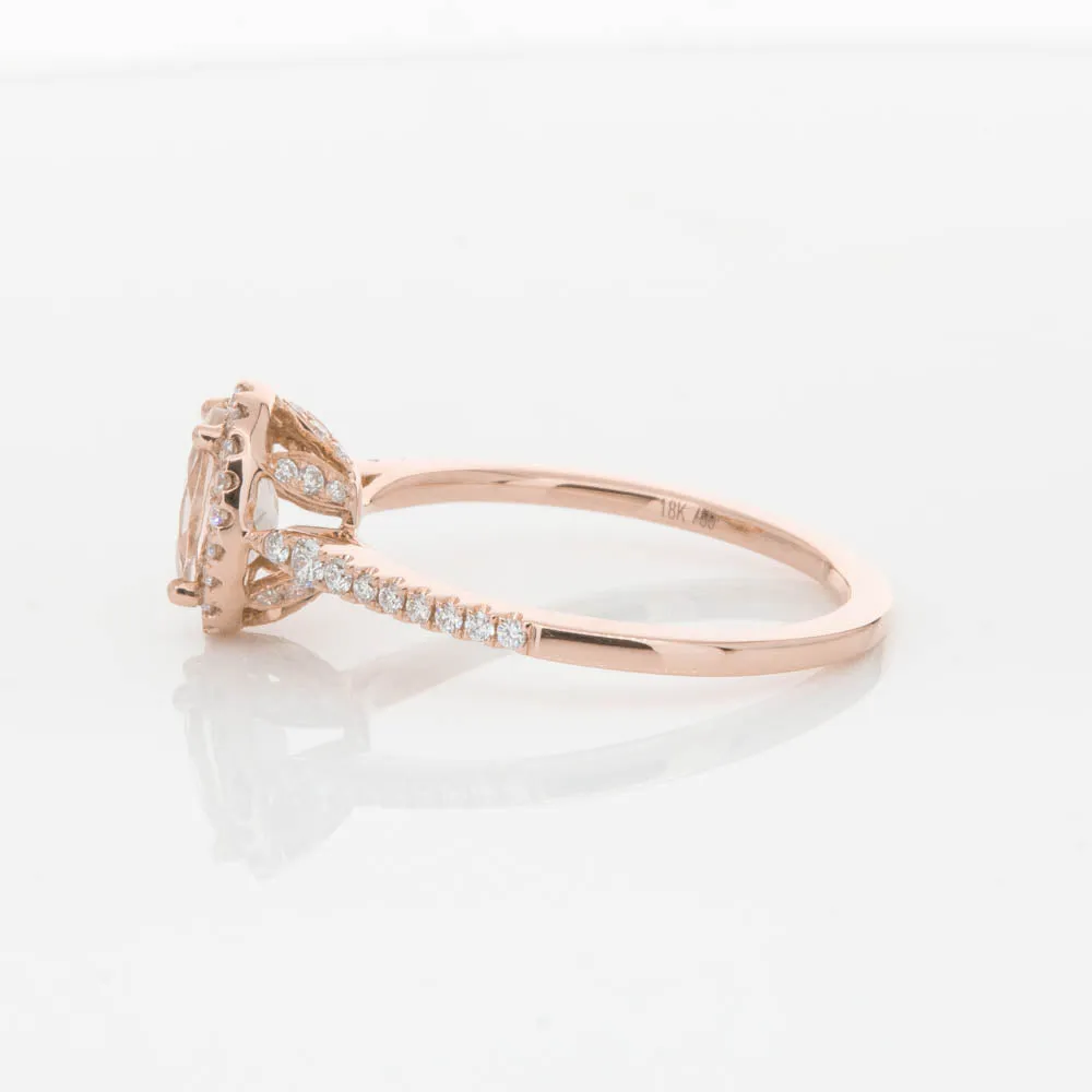 18ct Rose Gold .65ct Morganite & Diamond Mini Sierra Ring