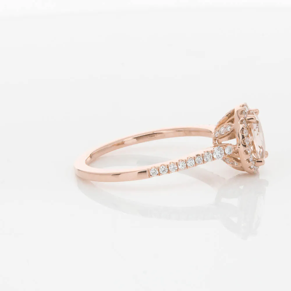 18ct Rose Gold .65ct Morganite & Diamond Mini Sierra Ring