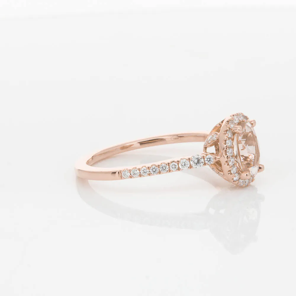 18ct Rose Gold .65ct Morganite & Diamond Mini Sierra Ring