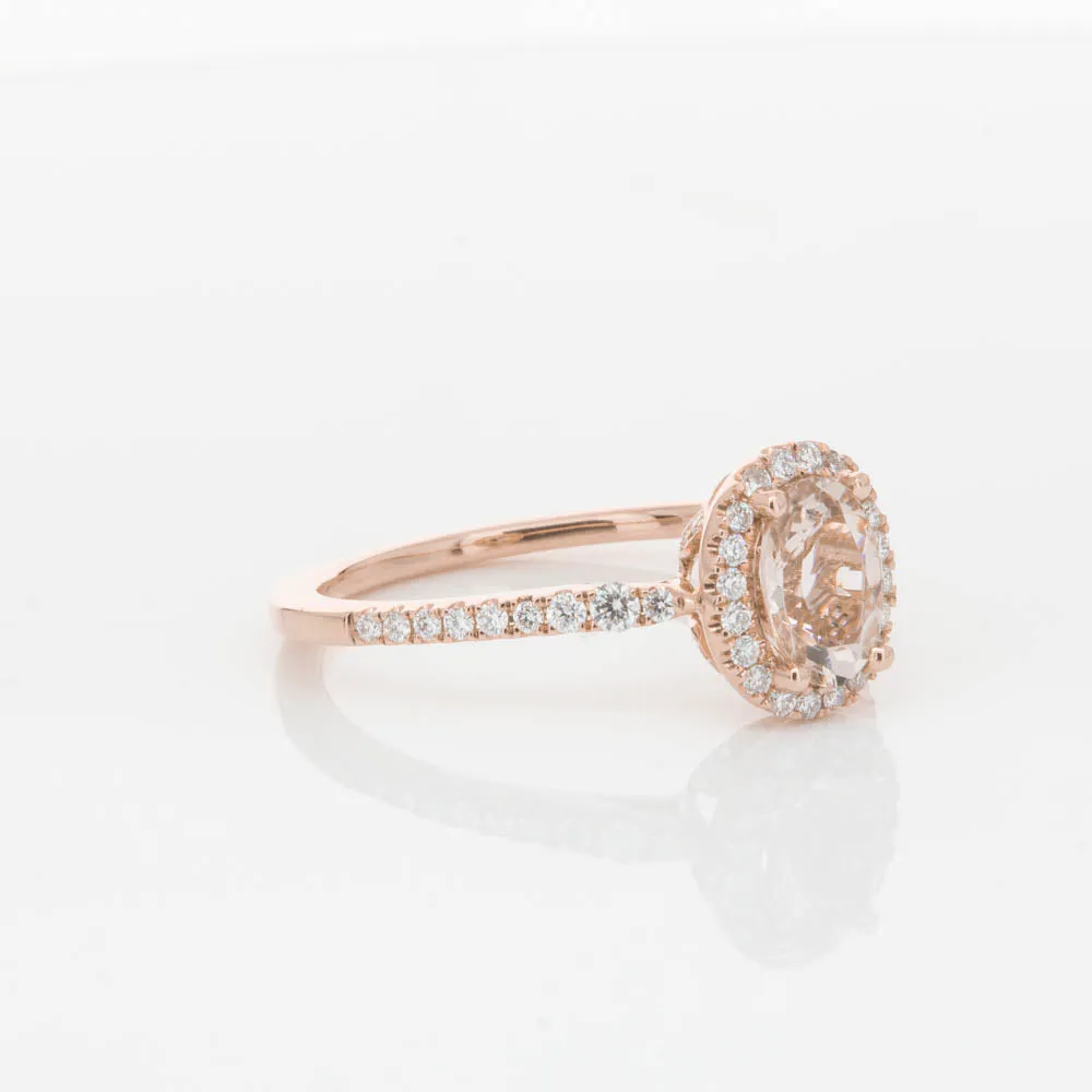 18ct Rose Gold .65ct Morganite & Diamond Mini Sierra Ring