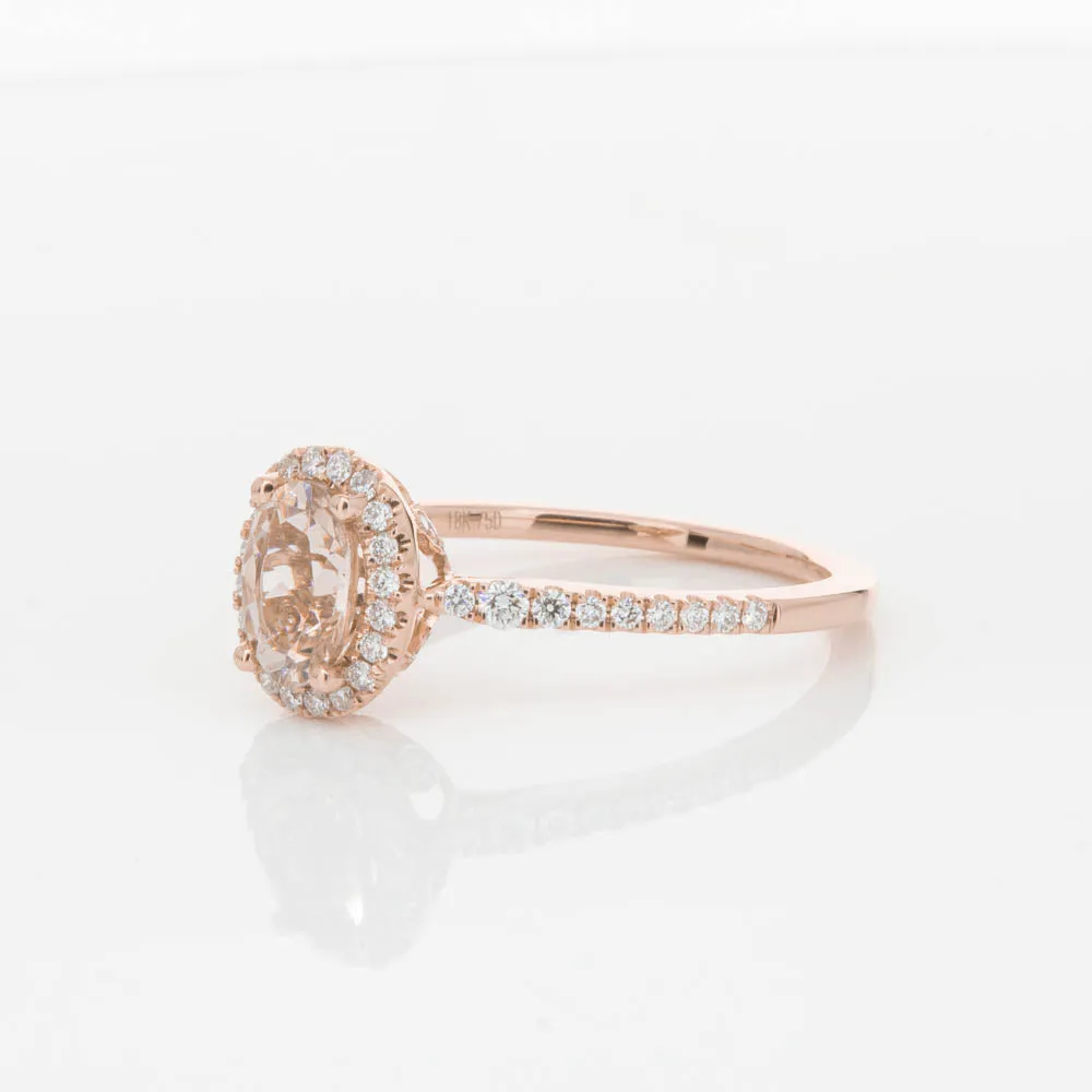 18ct Rose Gold .65ct Morganite & Diamond Mini Sierra Ring