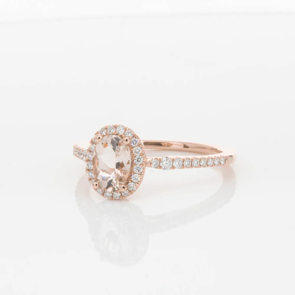 18ct Rose Gold .65ct Morganite & Diamond Mini Sierra Ring