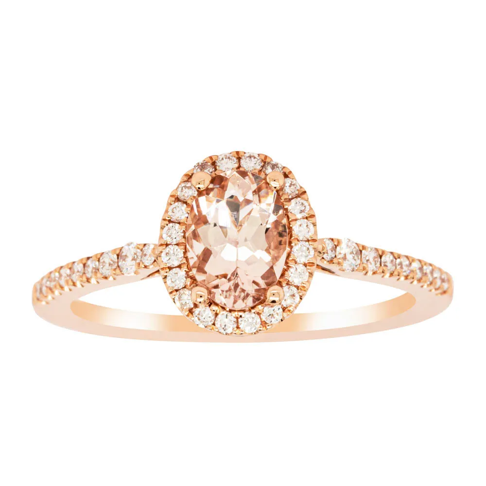 18ct Rose Gold .65ct Morganite & Diamond Mini Sierra Ring