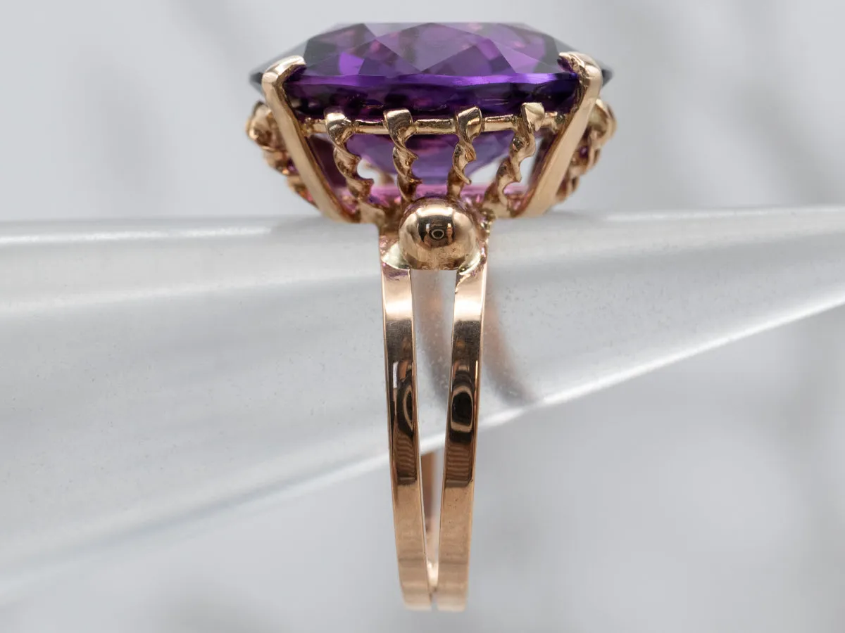 18K Gold Amethyst Statement Ring