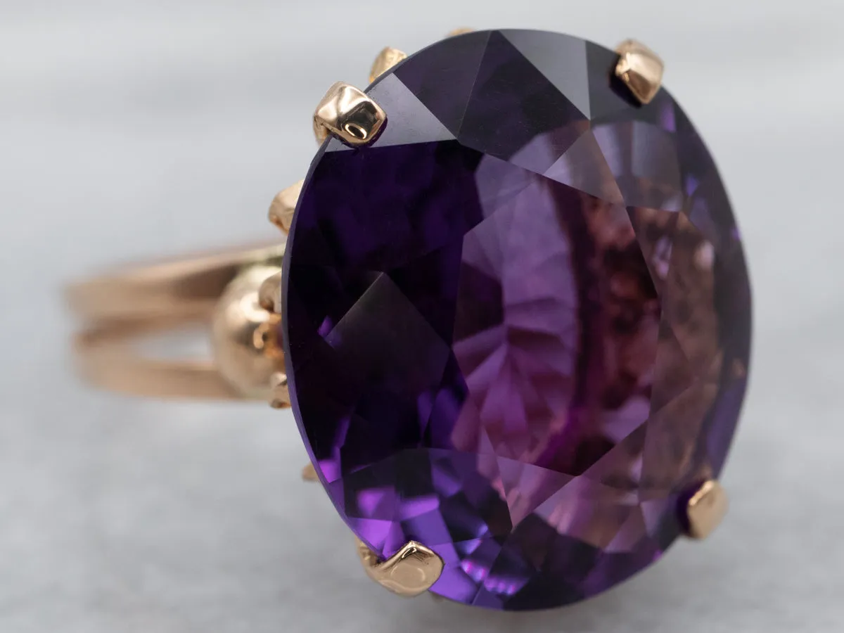 18K Gold Amethyst Statement Ring