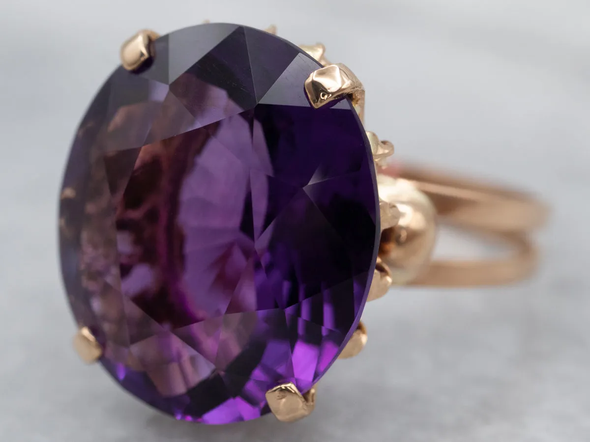 18K Gold Amethyst Statement Ring