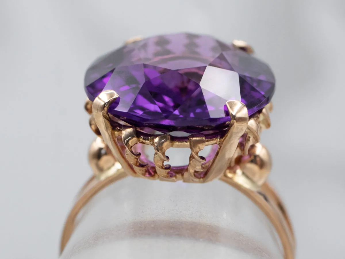 18K Gold Amethyst Statement Ring