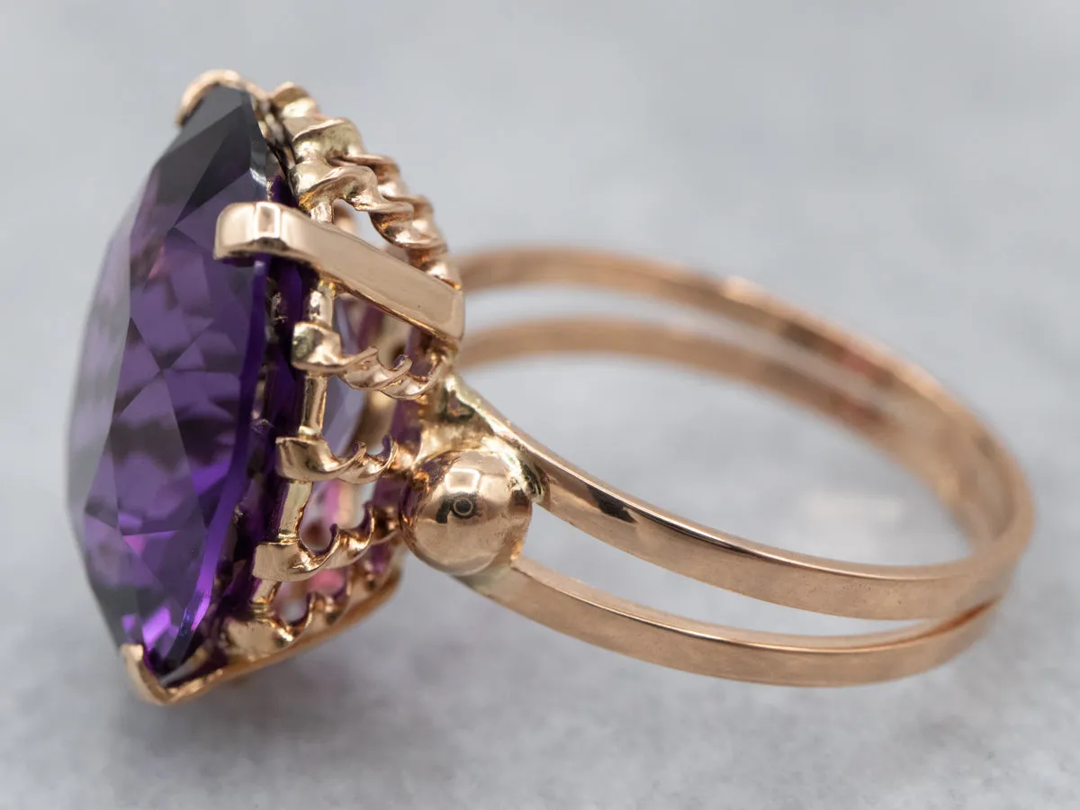 18K Gold Amethyst Statement Ring