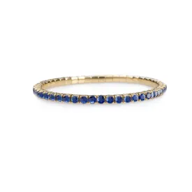 18K Gold Stretch Blue Sapphire Tennis Bracelet, 8.55-18 Carats