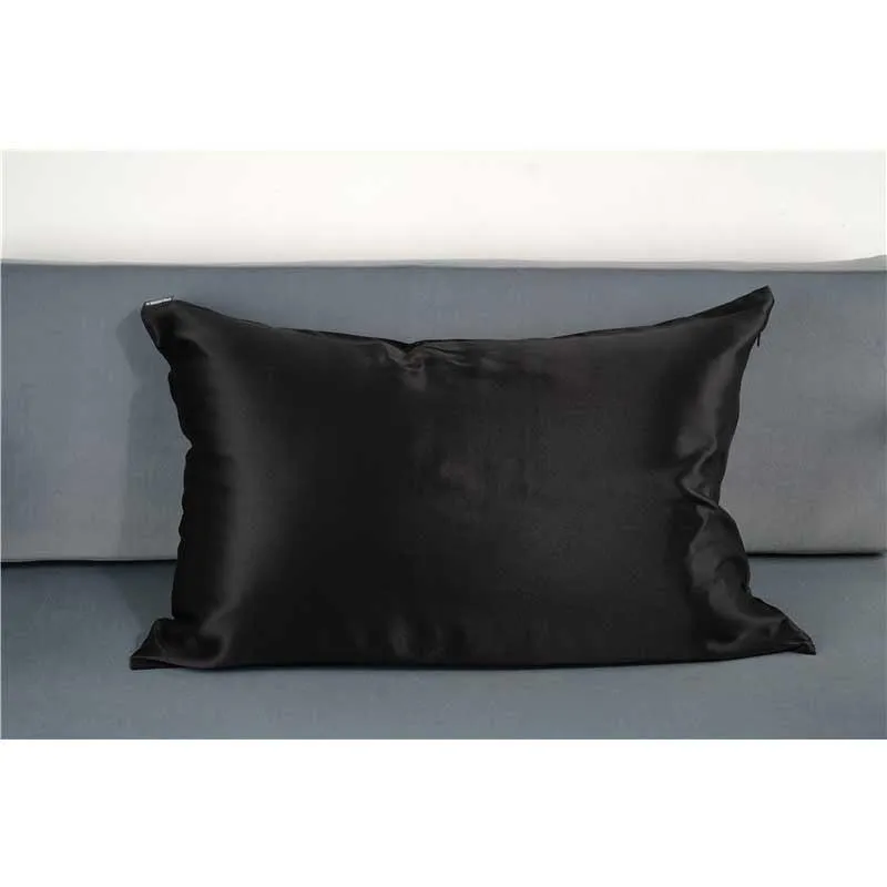 19 Momme silk pillowcase - Queen - Hidden Zip - Black