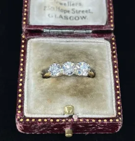 1920s Australian Three Stone Diamond Trilogy Ring