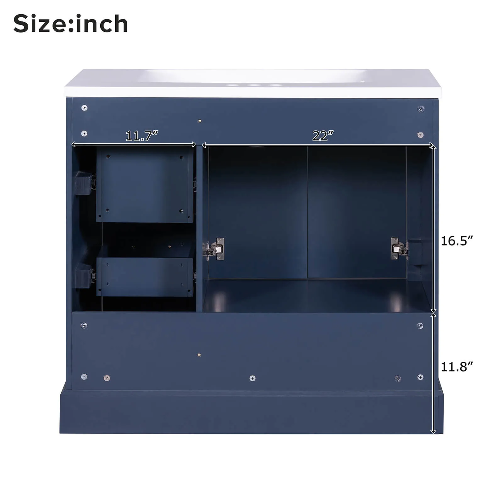 36" Traditional Blue Bathroom Vanity with Resin Sink