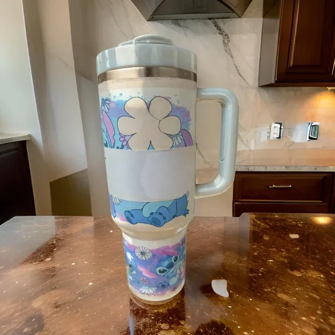 40oz Floral Stitch Cartoon Character Printed Tumbler