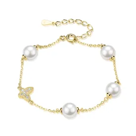 6-7mm Freshwater Pearl Butterfly Bracelet