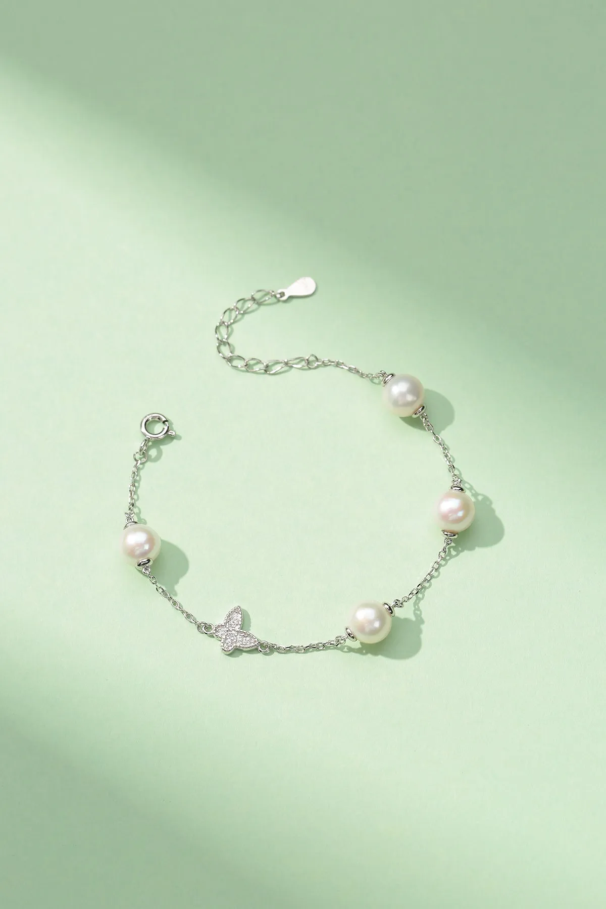 6-7mm Freshwater Pearl Butterfly Bracelet