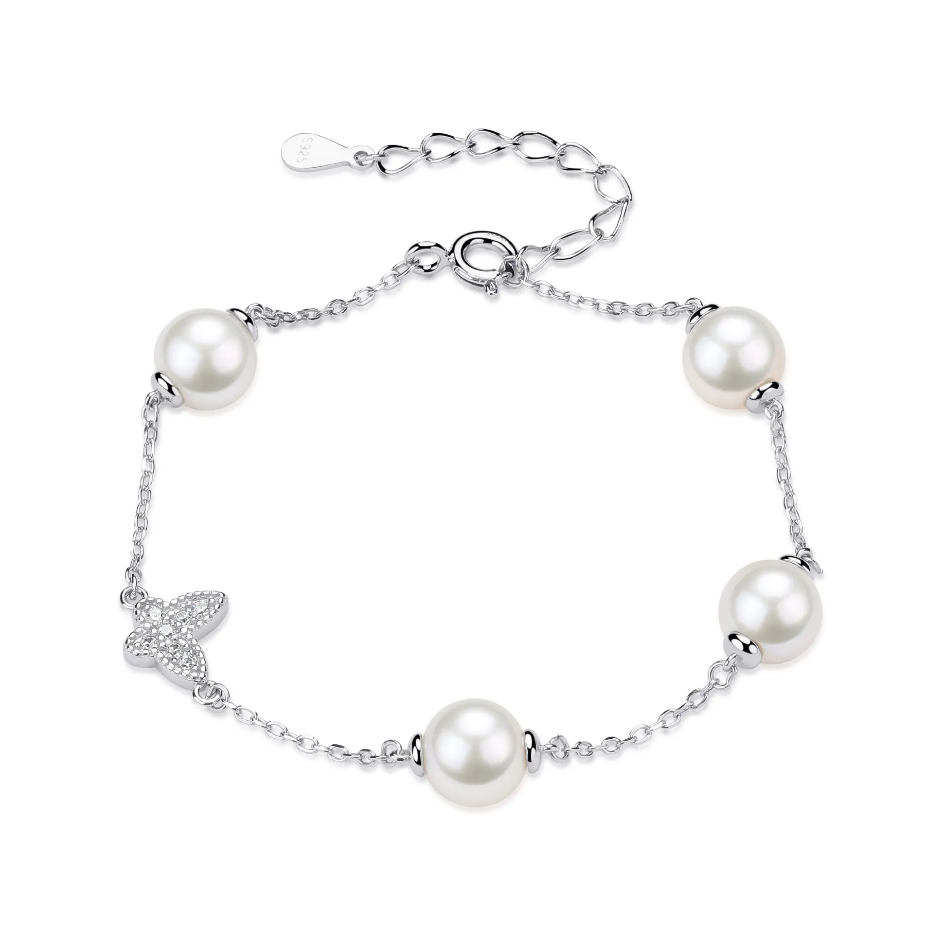 6-7mm Freshwater Pearl Butterfly Bracelet