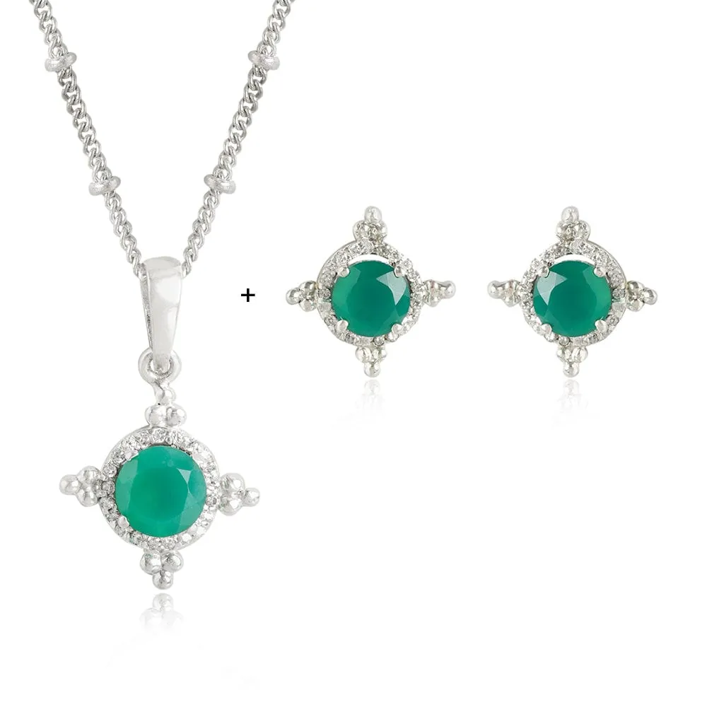 92.5 Silver Green Kundan Chakra necklace