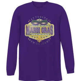 Adult Mardi Gras Fat Tuesday Throw Me Something Long Sleeve Tee-Shirt