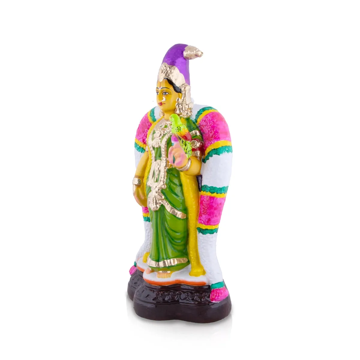 Andal Standing Clay Golu Bommai - 17 x 8 Inches | Giri Golu Doll/ Navaratri Golu Bomma/Gombe/Bommai