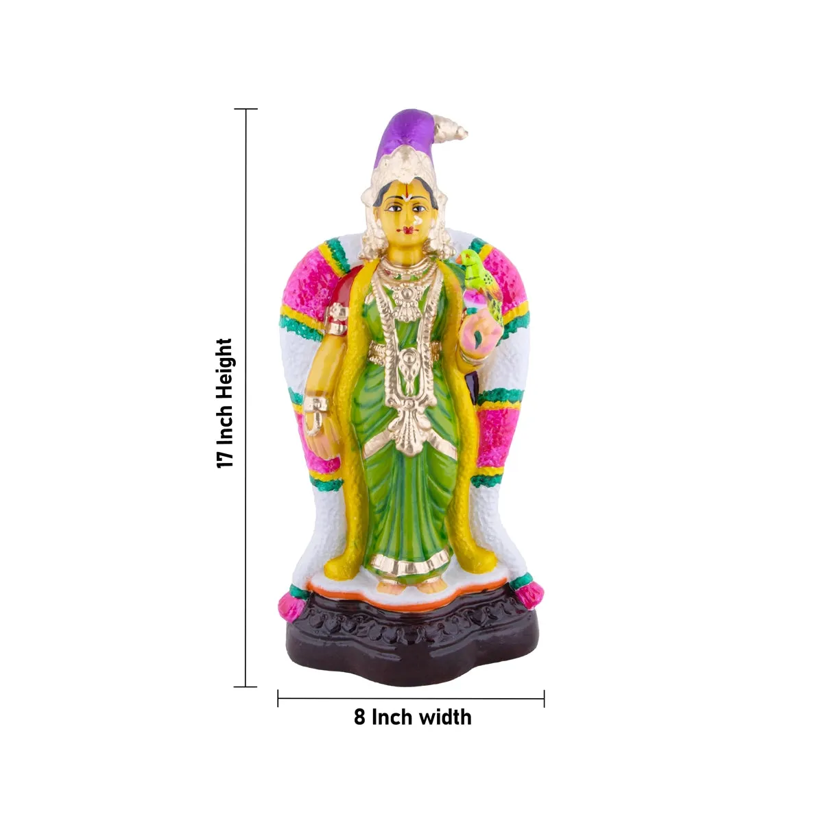 Andal Standing Clay Golu Bommai - 17 x 8 Inches | Giri Golu Doll/ Navaratri Golu Bomma/Gombe/Bommai