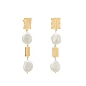 APHRODITE GODDESS LONG HANGING PEARL EARRINGS