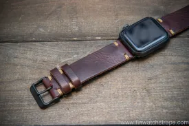 Apple Watch 3,4,5 artisan leather watch band. Badalassi Wax Italian leather.