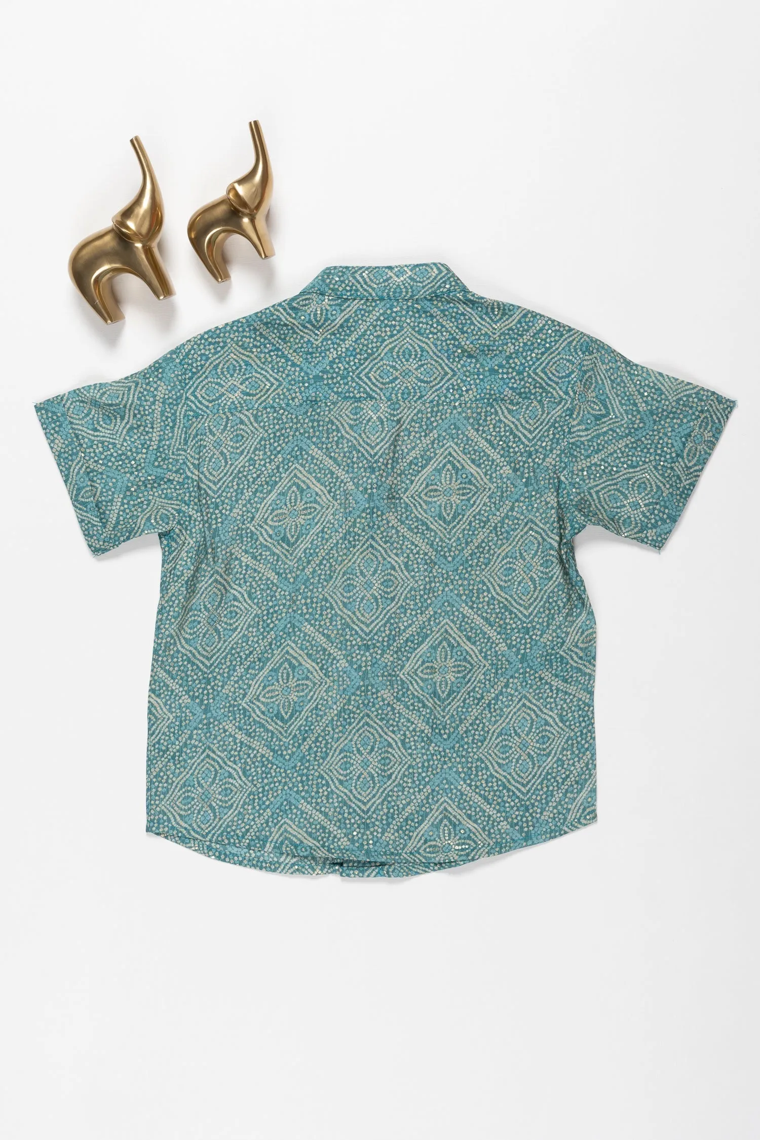 Aqua Geometric Bliss Cotton Shirt for Boys - Cool Comfort