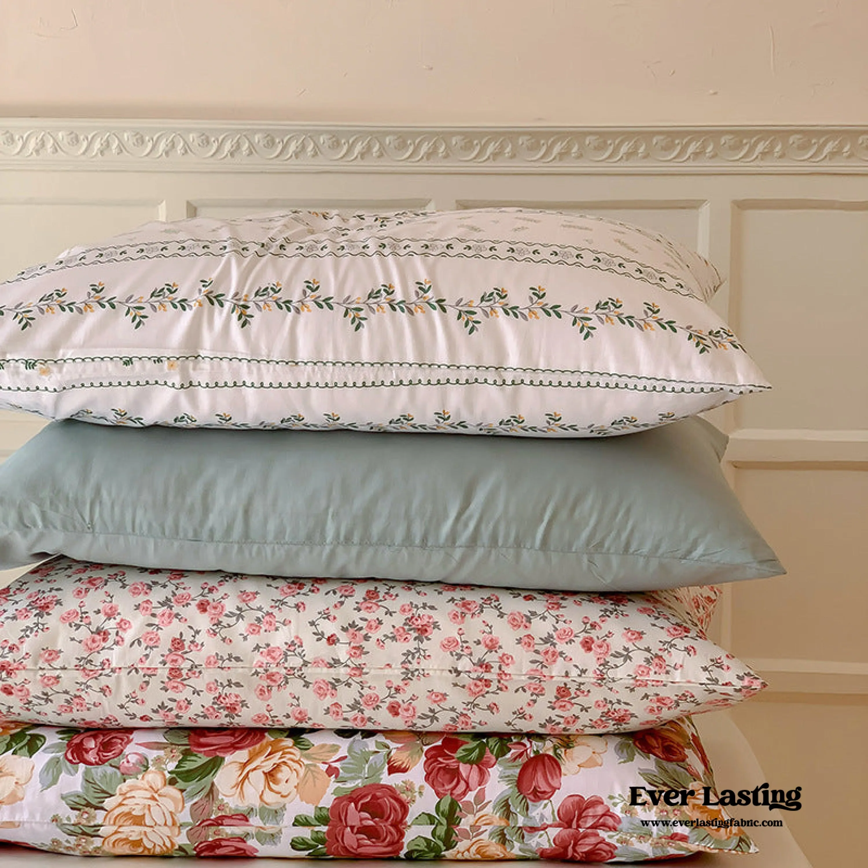 Assorted Cool Tone Floral & Patterned Pillowcases