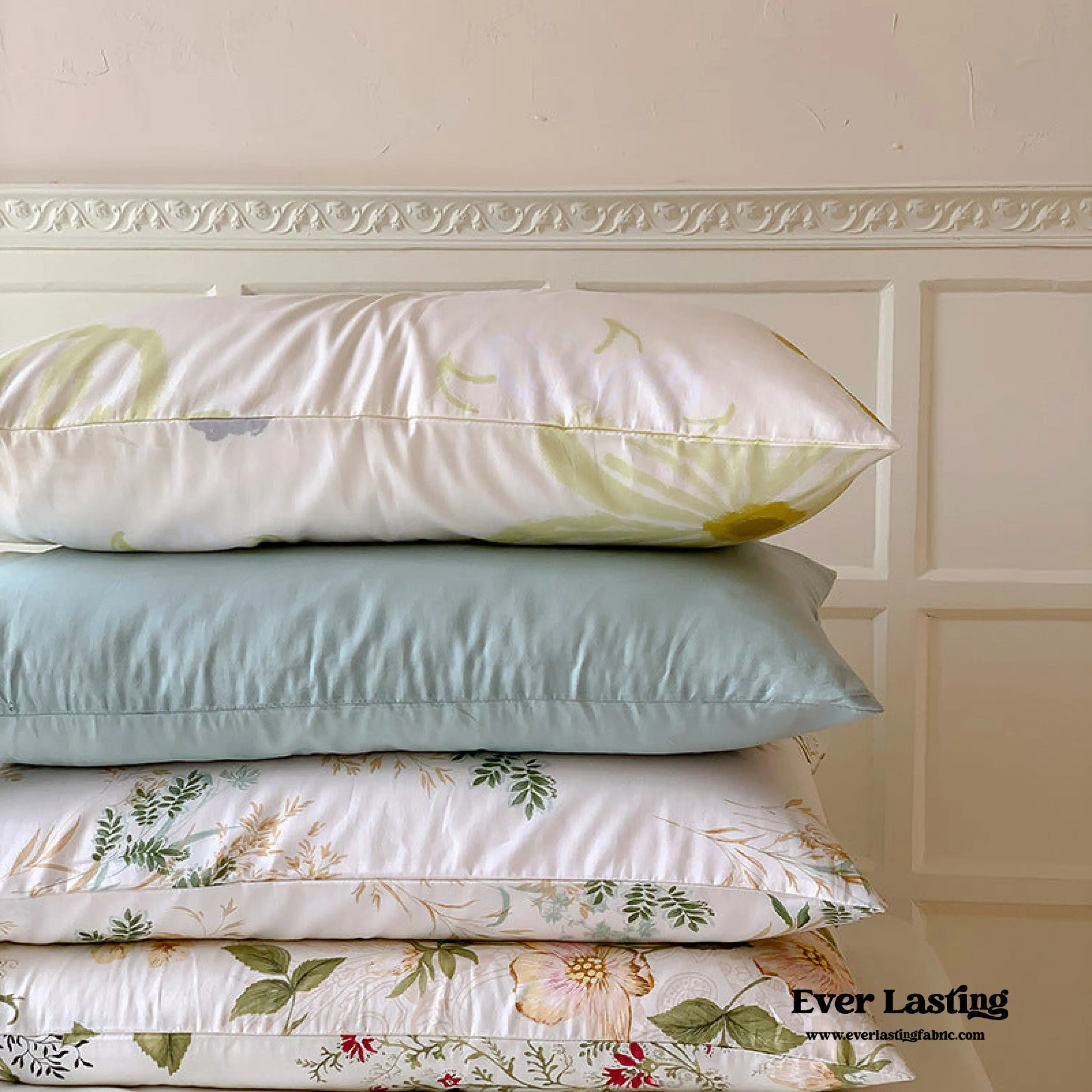 Assorted Cool Tone Floral & Patterned Pillowcases