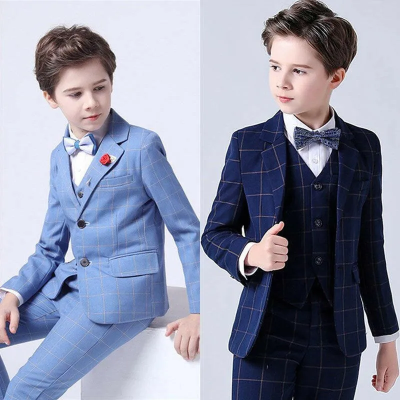 Baby Boys Plaid Wedding Suit with Bowtie Set